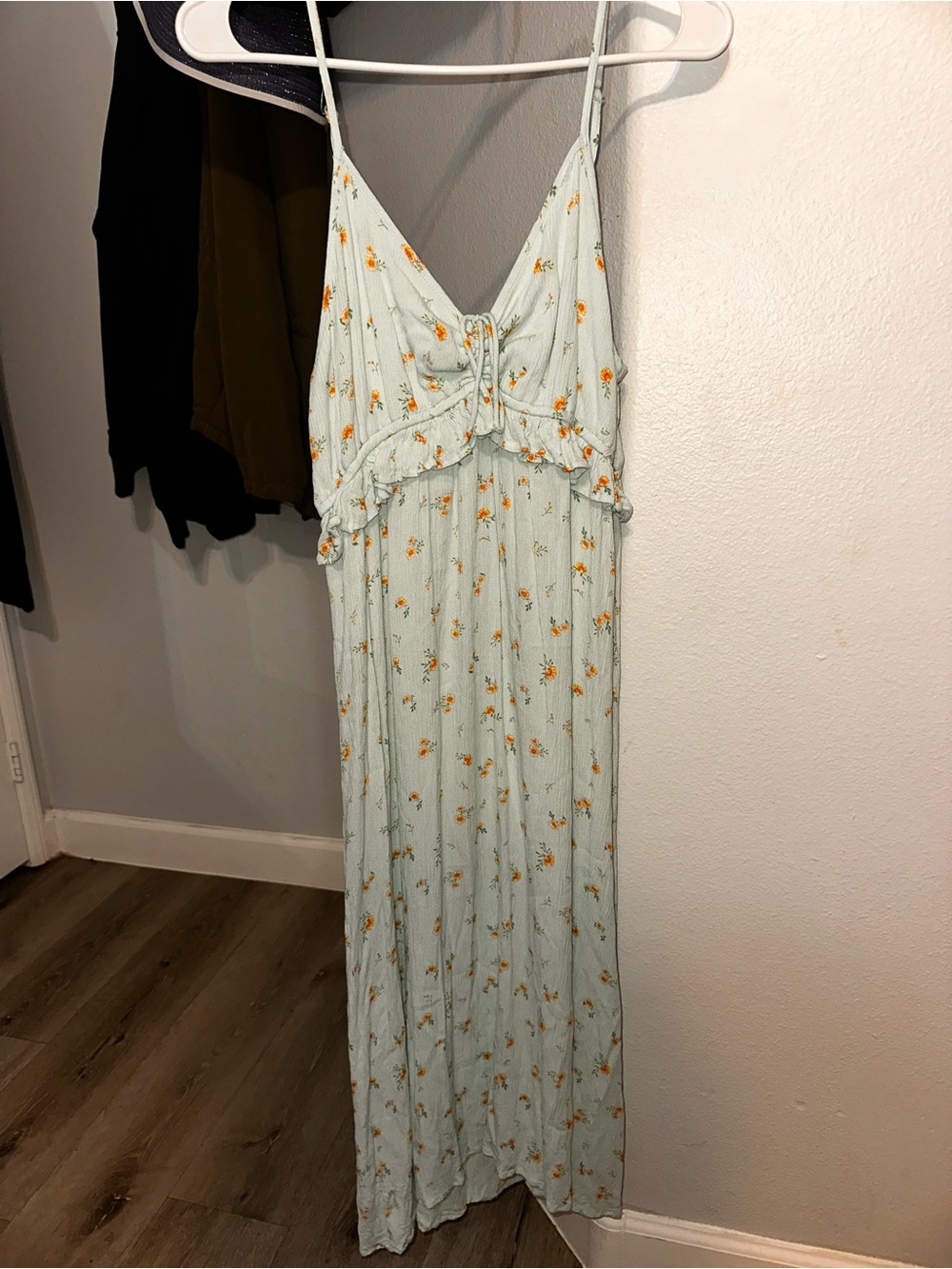 Billabong Pale Blue Floral Maxi Dress with Yellow Flowers